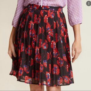 ModCloth Poppies Floral Pleated Skirt